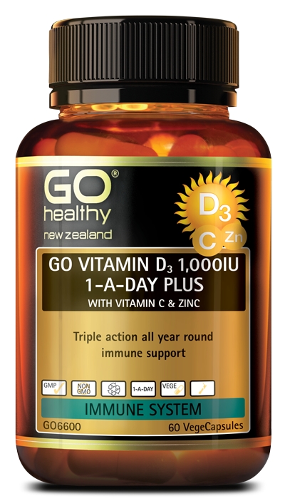 GO Vit D3 1000IU+ Vit C & Zinc 60vcaps